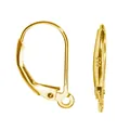 Vergoldete französische Leverback-Ohrringe mit 925-Stempel für DIY-Schmuckherstellung - D-Förmiger Brisuren Ohrring Haken / 1 Stück / 14K-Gold