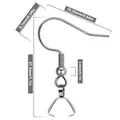 Detailed dimensions of stainless steel earring hook with pinch bails for DIY jewelry - Earring Hook With Pinch Bail / 1 Piece / Silver