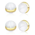 Detail view of four clear silicone hamburger earring backs featuring gold metal bands - Small (Hamburger Shape) / 6*4.5mm / Gold