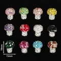 Nahaufnahme von 15x18mm Strass-Pilzperlen in verschiedenen Farben mit Maßangaben - Gerader Lochpilz / 5 Stück/Packung (15x18mm) / Mehrfarbig