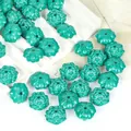 Teal synthetic turquoise lotus flower shaped loose beads for DIY jewelry making - 10x15mm Rose Flower Style / 10 Pieces/Pack