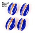Macro view of blue dripping oil natural cowrie shell beads for necklace and bracelet DIY - 10-20mm Shell / 10 Pieces/Pack / Sapphire Blue