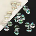 9x11mm iridescent triangle faceted crystal loose beads for DIY jewelry, 20pcs pack - 9x11mm 20 Pieces / Green