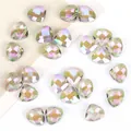 Faceted 9x11mm iridescent triangle crystal loose beads for DIY jewelry bracelet making - 9x11mm 20 Pieces / Fuchsia and Green