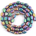 Perle di ematite ovali iridescenti per la creazione di gioielli fai da te arcobaleno. - 5-8 mm / Colorato Opaco