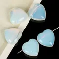 Translucent heart-shaped opalite stone beads with horizontal holes for DIY jewelry making - 2 Pieces 20mm / Opalite