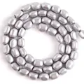 Perle ovali in ematite argento per la creazione di gioielli fai da te fatti a mano - 5-8 mm / Argento Opaco