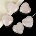 Natural rose quartz heart shaped stone beads with horizontal holes for DIY jewelry - 2 Pieces 20mm / Rose Quartz