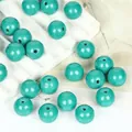Round synthetic turquoise beads for DIY jewelry making with pre-drilled holes - 14mm Round / 10 Pack