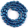 Perle di ematite ellittiche blu per accessori di gioielli fai-da-te - 5-8 mm / Blu Opaco