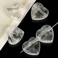 Heart-shaped clear natural stone bead with horizontal hole for DIY jewelry making - 2 Pieces 20mm / Clear Quartz
