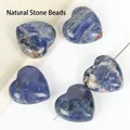 Natural blue and white heart-shaped sodalite stone beads for DIY jewelry making crafts - 2 Pieces 20mm / Sodalite