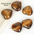 Heart-shaped natural tiger eye stone beads with horizontal hole for DIY jewelry making - 2 Pieces 20mm / Tiger Eye
