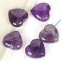 Natural heart-shaped purple amethyst gemstone beads for DIY jewelry and necklace making - 2 Pieces 20mm / Amethyst