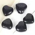 Heart-shaped blue goldstone gemstone beads with horizontal drill hole for DIY jewelry - 2 Pieces 20mm / Blue Sandstone
