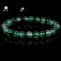 Elegant natural green stone bead bracelet for men and women, premium quality handmade jewelry - Moss Chalcedony (B0100) / 19cm 6mm