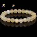 Elegant yellow natural stone beaded bracelet for men and women, premium jewelry variant - Yellow Rutilated Quartz (B0100) / 19cm 6mm