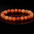 Polished natural orange red agate gemstone bead bracelet for men and women fashion - Red Aventurine (B0100) / 19cm 6mm