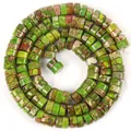 Macro view of green imperial jasper 6x3mm natural stone spacer beads for jewelry - Green Emperor Stone