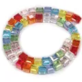 Rainbow colored cube imitation crystal glass beads for DIY jewelry and accessory crafting - 6mm / Colorful