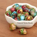 Macro view of 15mm multi-colored heart-shaped imperial turquoise stone beads for DIY jewelry - Horizontal Hole Heart Shape / 2 Pieces/Pack (15mm) / Multicolor