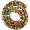 Close-up of 6x3mm multi-color Imperial Stone spacer beads for DIY jewelry making - Colorful Imperial Stone