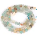 Macro view of 6mm star-shaped natural amazonite stone beads for DIY jewelry making. - 1 Strand Approx 68 Pcs (6x2mm) / Flower Amazonite