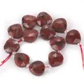 Faceted red natural stone heart beads for DIY bracelet and necklace making accessories - Brown