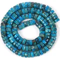 Close-up macro view of 6x3mm blue imperial jasper stone disc beads with natural textures - Light Blue Emperor Stone