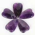 Five long heart-shaped natural purple amethyst raw stones for DIY jewelry accessories - 2 Pieces/Pack (25x37mm) / No-Hole Amethyst Elongated Heart
