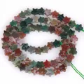 Detailed view of multi-color 6mm star-shaped natural stone beads for DIY jewelry making - 1 Strand Approx 68 Pcs (6x2mm) / Indian Agate