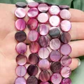 Perle piatte tonde in conchiglia viola scuro 10mm per creazione gioielli fai-da-te - Viola Scuro Tondo Piatto