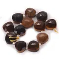 Faceted heart-shaped brown natural tiger eye stone beads for DIY bracelet jewelry making - Red Brown