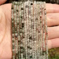 Detail view of multicolored 2mm 3mm 4mm faceted natural stone beads for DIY jewelry - Faceted Design / 2mm (Approx 170 Pieces) / Green Ghost Quartz