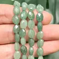 Faceted oval green natural stone beads 6x8mm for DIY jewelry making accessories - Faceted Flat Oval / 23 Pieces/Pack (6x8mm) / Green Aventurine