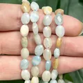 Natural faceted 6x8mm oval stone loose beads for DIY handmade jewelry making accessories - Faceted Flat Oval / 23 Pieces/Pack (6x8mm) / Amazonite