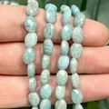 6x8mm faceted flat oval natural stone beads in light blue for DIY jewelry making - Faceted Flat Oval / 23 Pieces/Pack (6x8mm) / Amazonite
