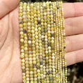 Close-up of faceted 2mm to 4mm yellow natural stone beads for DIY jewelry making - Approx. 90 Beads/Pack / Straw Yellow Turquoise