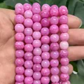 Polished pink crackle texture glass round beads for DIY jewelry making supplies - 8mm / Rose Red