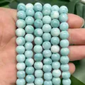 Light blue marbled round beads for DIY jewelry making and bracelet accessories - 8mm / Amazonite