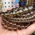 Cuentas de cuarzo ahumado natural en varios tamaños para joyas y pulseras de DIY - Imitation tea crystal glass beads / 4mm Paquete / Marrón Té