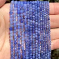 Faceted blue natural stone beads in 2mm 3mm 4mm for DIY jewelry accessories macro. - Faceted Design / 2mm (Approx 170 Pieces) / Blue Aventurine