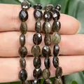 Faceted oval natural stone loose beads for DIY jewelry making, 6x8mm dark shimmer finish - Faceted Flat Oval / 23 Pieces/Pack (6x8mm) / Golden Obsidian