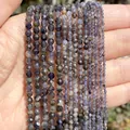 Close-up of faceted natural iolite beads in 2mm, 3mm, and 4mm for DIY jewelry making - 2mm Approx 170 Pieces / Natural Cordierite