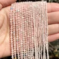 Close-up of 2mm faceted natural rose quartz stone beads for DIY jewelry making accessories. - 2mm Approx 170 Pieces / Morganite