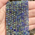 Detailed view of faceted blue and green natural stone beads in various sizes - 2mm Approx 170 Pieces / Phoenix Lapis