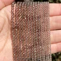 Close-up of small faceted smoky grey natural stone beads for DIY jewelry making. - 2mm Approx 170 Pieces / Smoky Quartz