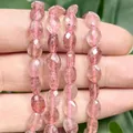 6x8mm faceted oval natural pink strawberry quartz beads for DIY jewelry making accessories - Faceted Flat Oval / 23 Pieces/Pack (6x8mm) / Strawberry Quartz
