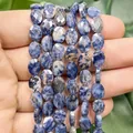 Natural faceted oval blue spot stone loose beads for DIY jewelry craft, 6x8mm size - Faceted Flat Oval / 23 Pieces/Pack (6x8mm) / Blue Spot Jasper