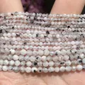 Faceted natural moonstone beads in 2mm 3mm 4mm sizes for DIY jewelry making accessories - 2mm Approx 170 Pieces / Black Rutilated Quartz